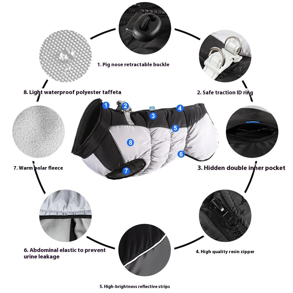Big Dog Can Store Reflective Waterproof Pet Winter Clothes