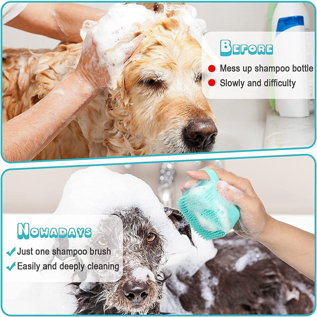 7pcs Pet Grooming Kit, Self-Cleaning Brush Shedding Kit With Nail Clipper, Flea Comb, Shampoo Bath Brush, Finger Toothbrush - Dog & You