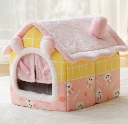 Foldable Pet Cave Bed – Warm Enclosed Dog & Cat House with Removable Cushion - Dog & You