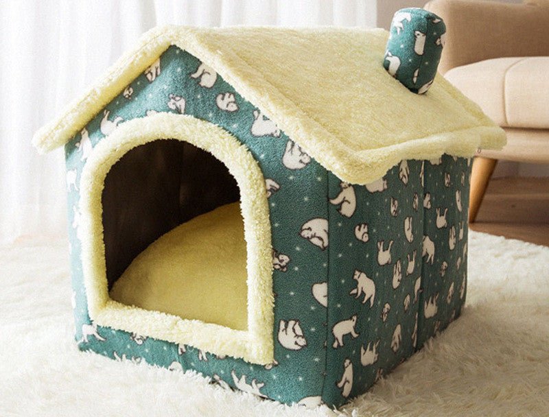 Foldable Pet Cave Bed – Warm Enclosed Dog & Cat House with Removable Cushion - Dog & You