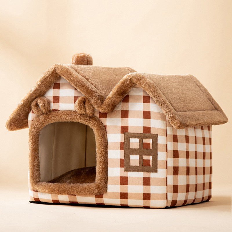 Foldable Pet Cave Bed – Warm Enclosed Dog & Cat House with Removable Cushion - Dog & You