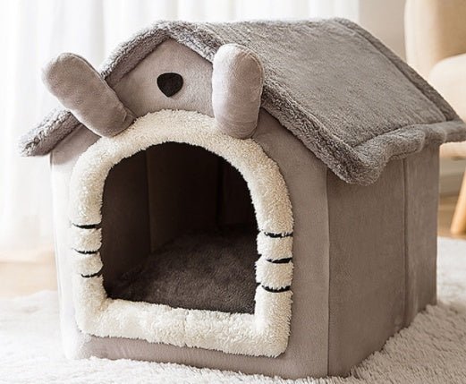 Foldable Pet Cave Bed – Warm Enclosed Dog & Cat House with Removable Cushion - Dog & You