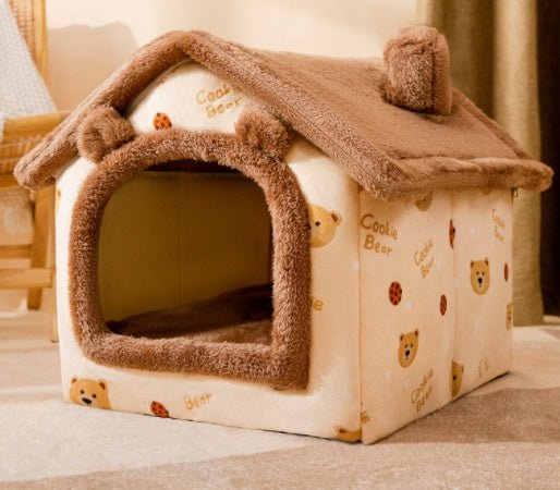 Foldable Pet Cave Bed – Warm Enclosed Dog & Cat House with Removable Cushion - Dog & You