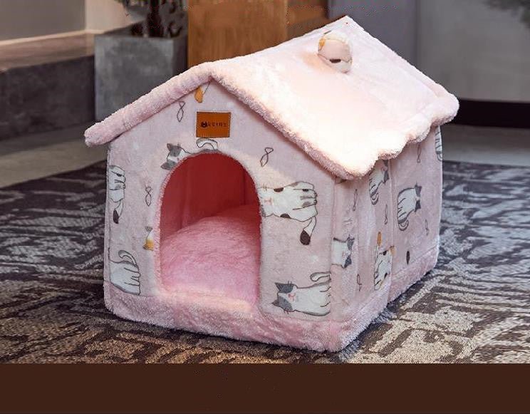 Foldable Pet Cave Bed – Warm Enclosed Dog & Cat House with Removable Cushion - Dog & You