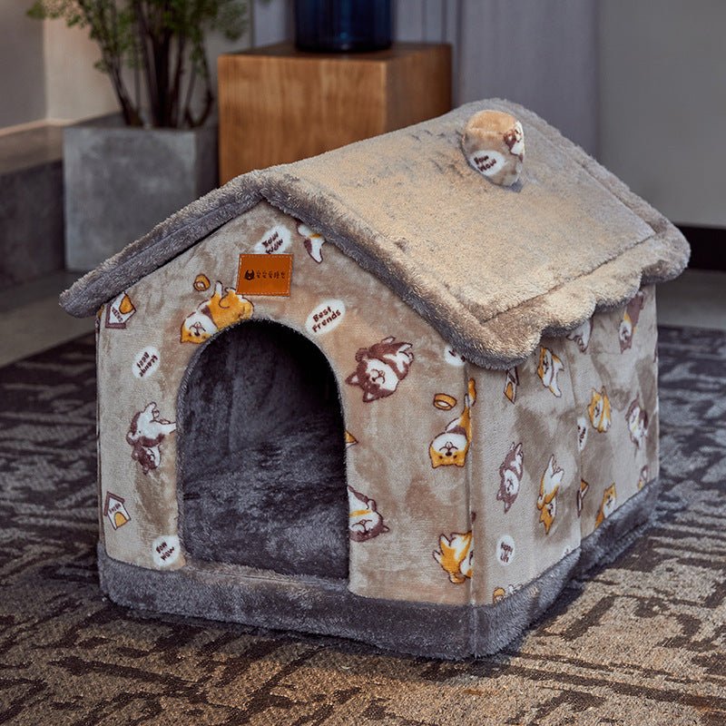 Foldable Pet Cave Bed – Warm Enclosed Dog & Cat House with Removable Cushion - Dog & You