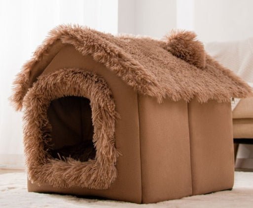 Foldable Pet Cave Bed – Warm Enclosed Dog & Cat House with Removable Cushion - Dog & You