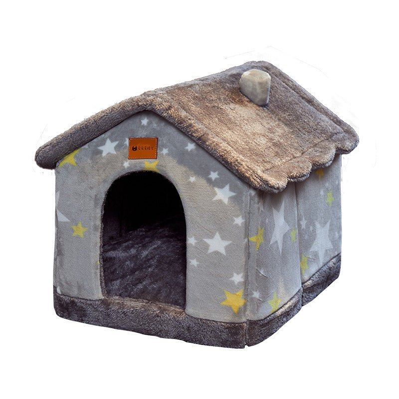 Foldable Pet Cave Bed – Warm Enclosed Dog & Cat House with Removable Cushion - Dog & You