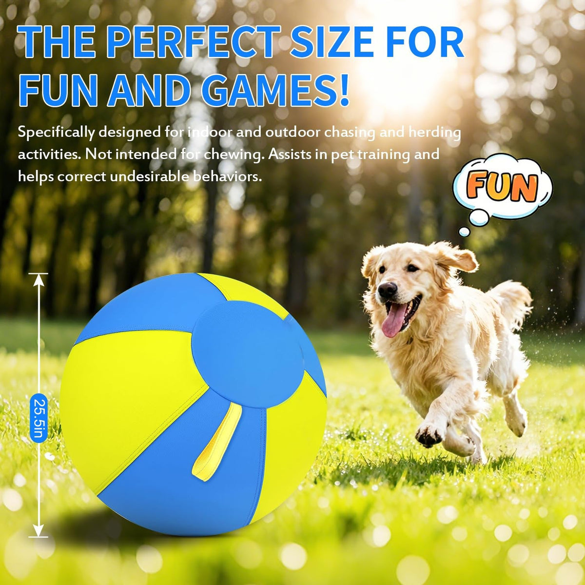 Herding Ball For Dogs, 25 Inch Large Dog Ball Toy With Handles, Anti Burst Interactive Toy For Large Breeds, German Shepherds, Rottweilers, Agility Training Exercise - Dog & You