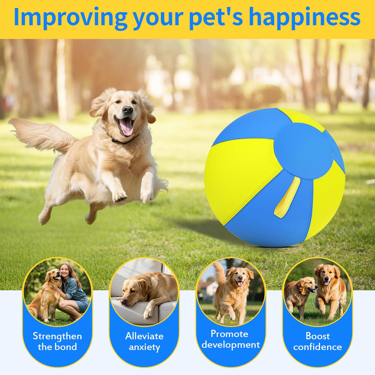 Herding Ball For Dogs, 25 Inch Large Dog Ball Toy With Handles, Anti Burst Interactive Toy For Large Breeds, German Shepherds, Rottweilers, Agility Training Exercise - Dog & You