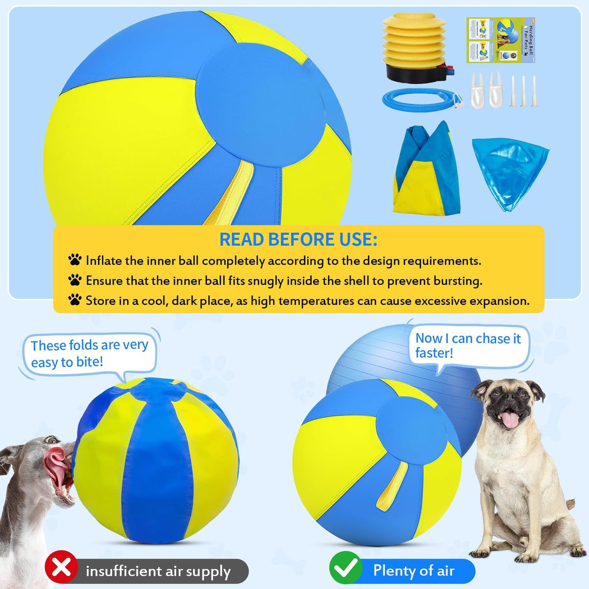 Herding Ball For Dogs, 25 Inch Large Dog Ball Toy With Handles, Anti Burst Interactive Toy For Large Breeds, German Shepherds, Rottweilers, Agility Training Exercise - Dog & You