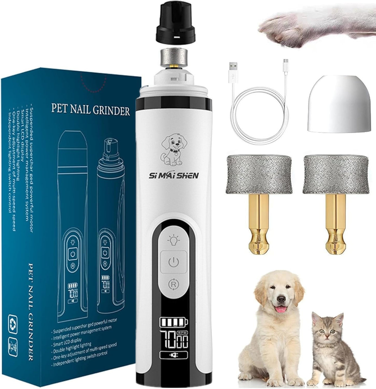 Pet Nail Grinder Highpower LED DualightWith Bloodline Detection Electric And Rechargeable - Dog & You