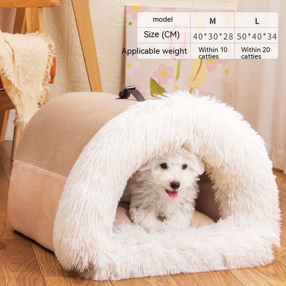 Portable Pet Nest Bed – Warm Plush Dog & Cat House for Autumn & Winter - Dog & You