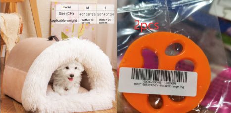 Portable Pet Nest Bed – Warm Plush Dog & Cat House for Autumn & Winter - Dog & You